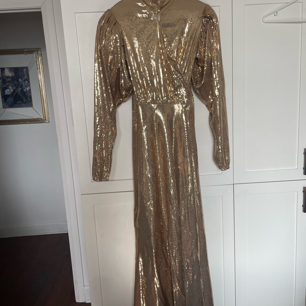 Gold Sequin Long Sleeve show abusiness stage in Wray’s Dress